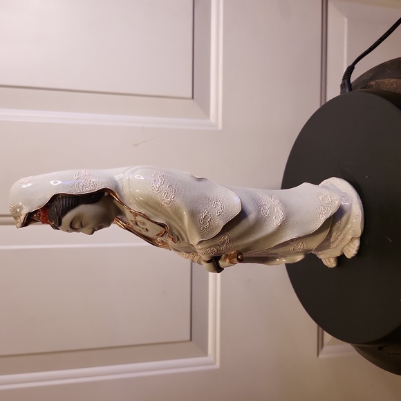 Japanese Kutani Pottery Statue Buddha Kannon Bodhisattva Porcelain Bisque Signed - Picture 3 of 10